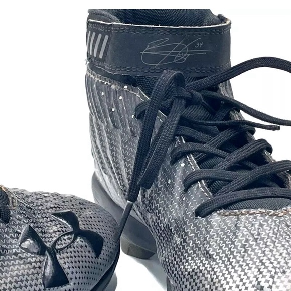 UNDER ARMOUR HARPER 2 Baseball Size 4.5 Shoes Boys Black Gray Cleats 1297306-001 - Picture 7 of 16